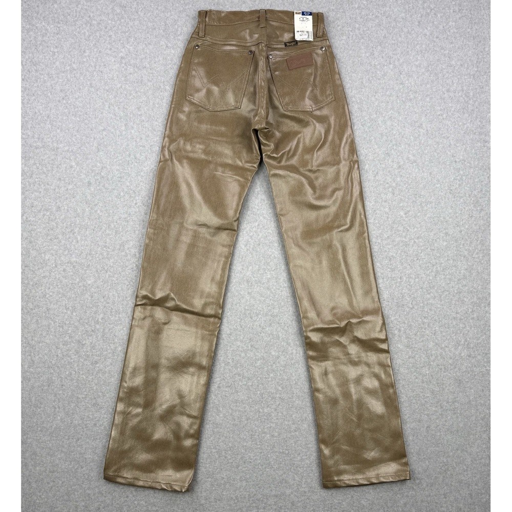 Vintage Wrangler Jeans Womens 1 Gold Faux Leather 14MWZ Slim 34"‎ Made In USA
